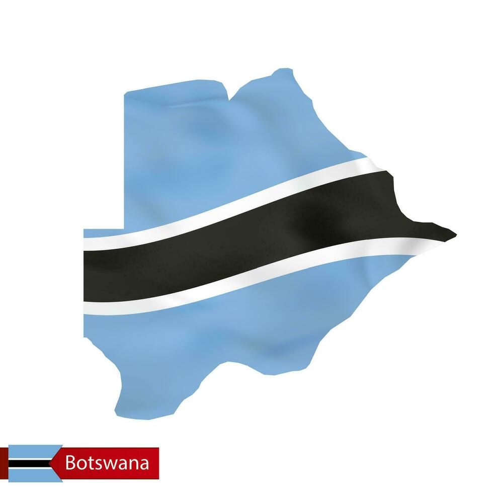 Botswana map with waving flag of country. vector