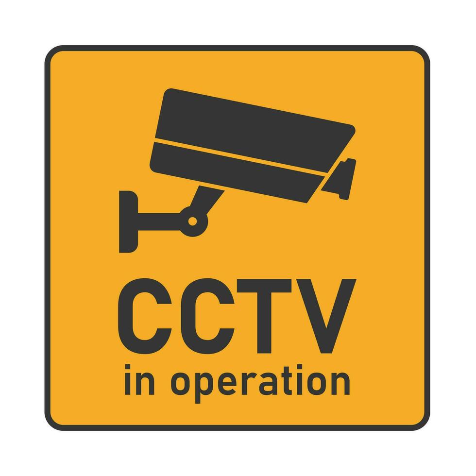 Camera CCTV information sign. Tech electronic equipment. Vector