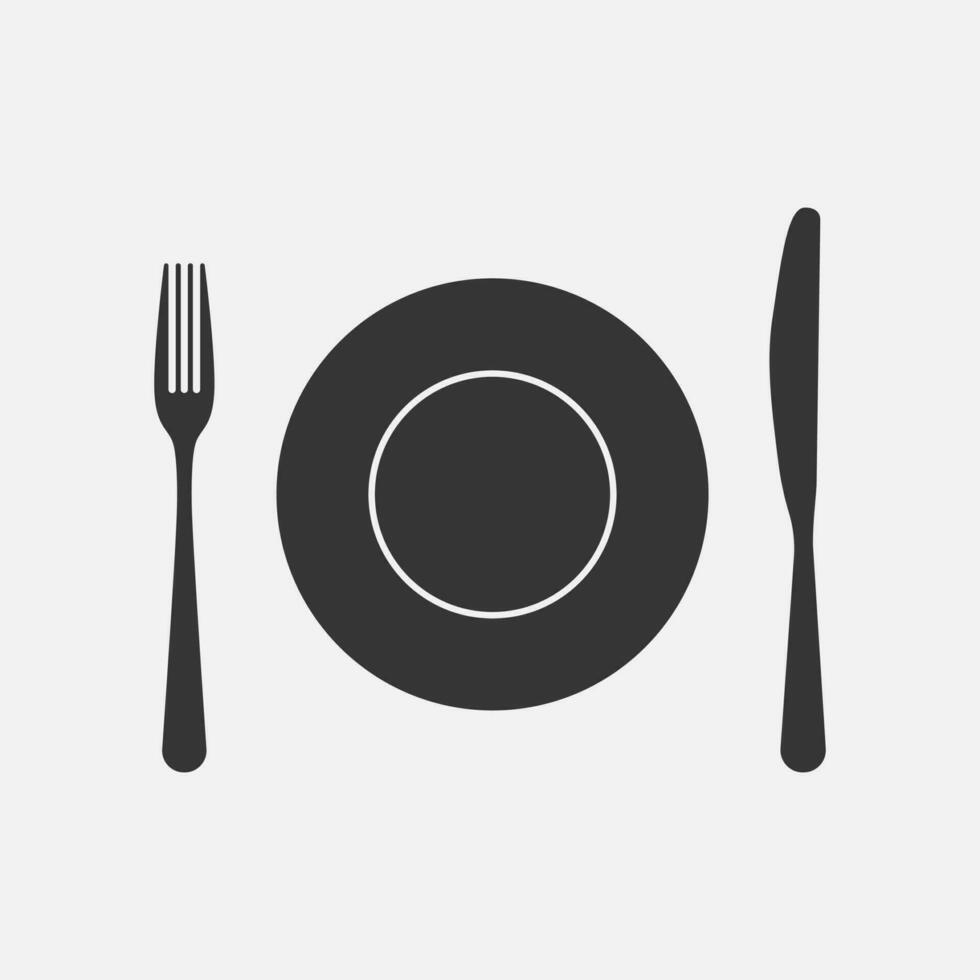 Citlery and plate icon. Fork and knife.Vector vector