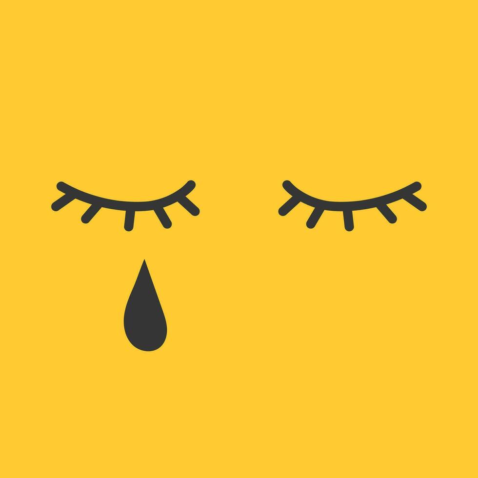 Human eye with tears. Crying girl. Sadness emoji. Close up. Vector