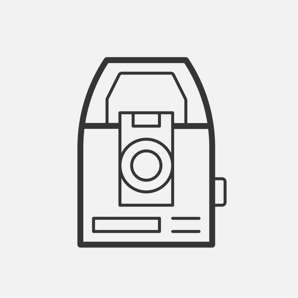 Theodolite line icon.Geological survey, engineering tool, geodetic equipment. Vector
