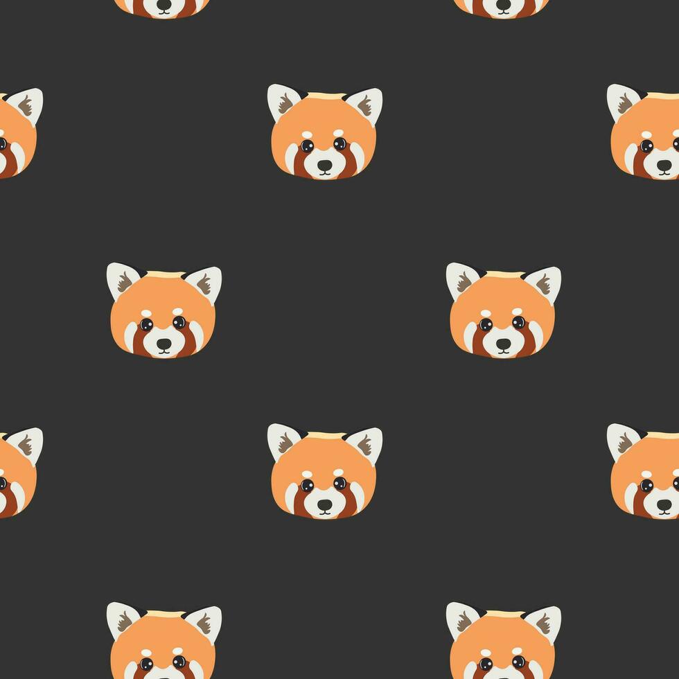 Seamless pattern with head red panda. Cartoon design animal character flat vector style. Texture for fabric, wrapping, textile, wallpaper, clothing.