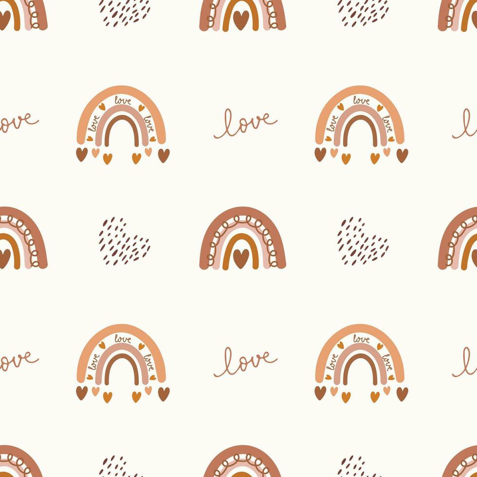 WebLovely pattern with hearts, rainbows. Vector holiday background. Valentine's Day. Gift wrap, print, cloth, cute background for a card.