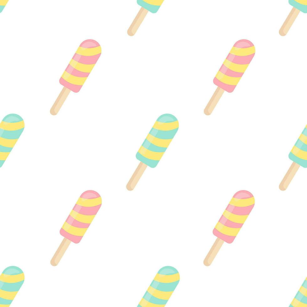 WIce cream seamless pattern. Delicious sweet desserts. Ice lolly. Abstract summer texture. Design for fabric, wallpaper, textile and decor. vector