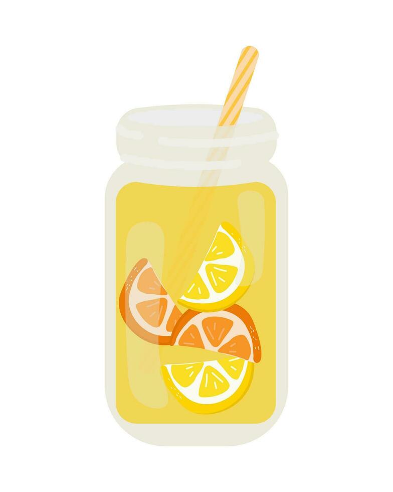 vector ilustración de tropical limonada cóctel bebida en vaso tarro aislado en blanco antecedentes. dibujos animados linda estilo.