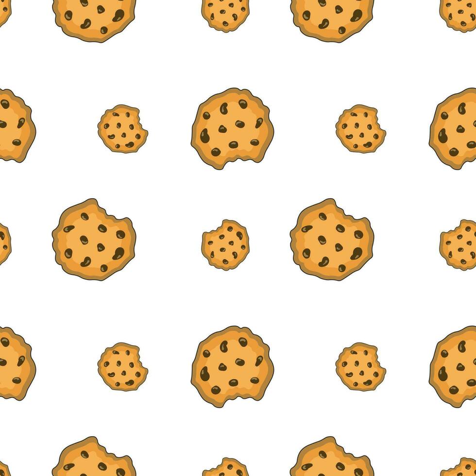 Seamless pattern with cookies. Pastry background. Food ornament. Sweet biscuits texture vector