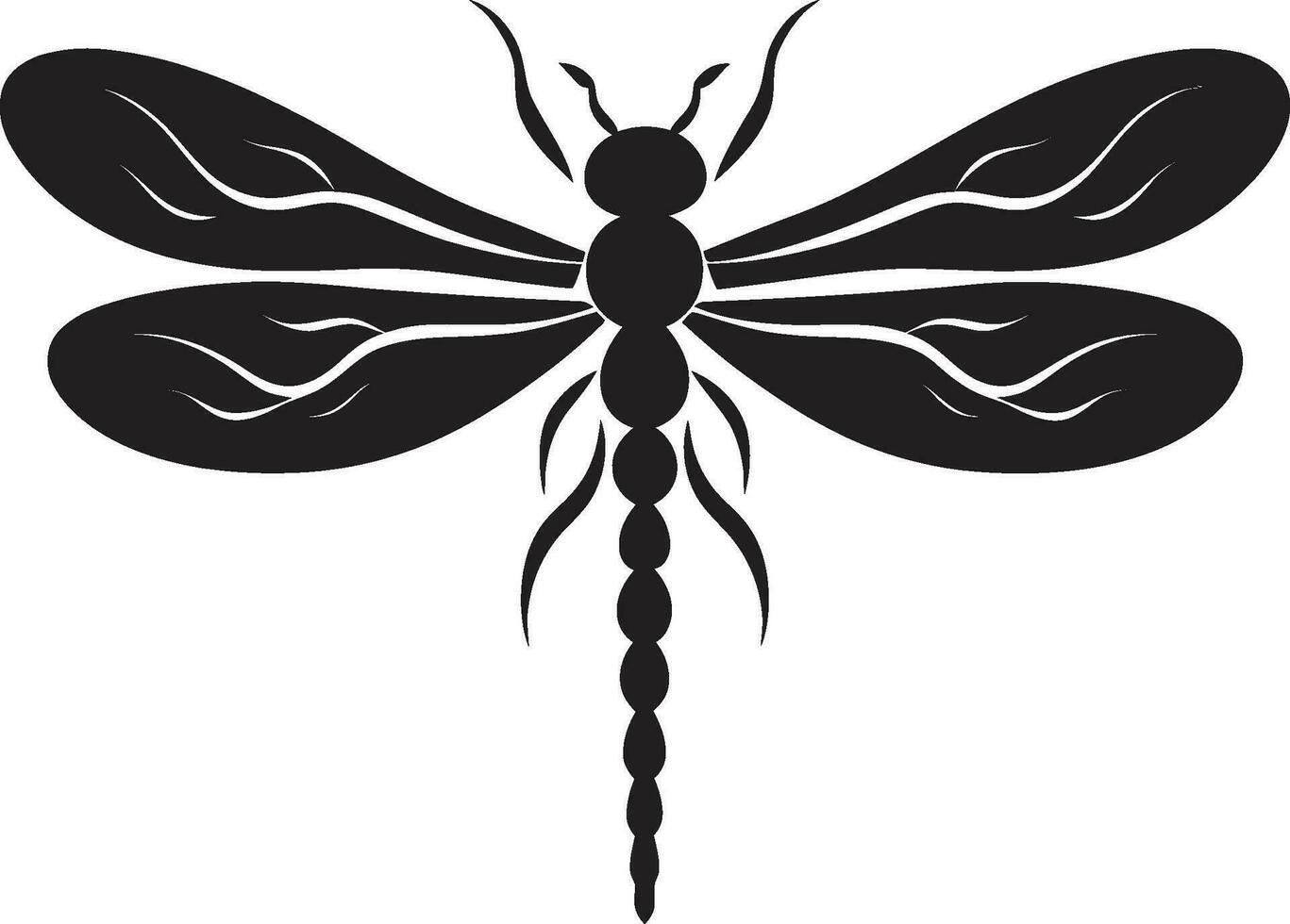 Enchanted Nocturne Dragonfly Logo in Onyx Starry Skies Sentinel Dragonfly Emblem Vector