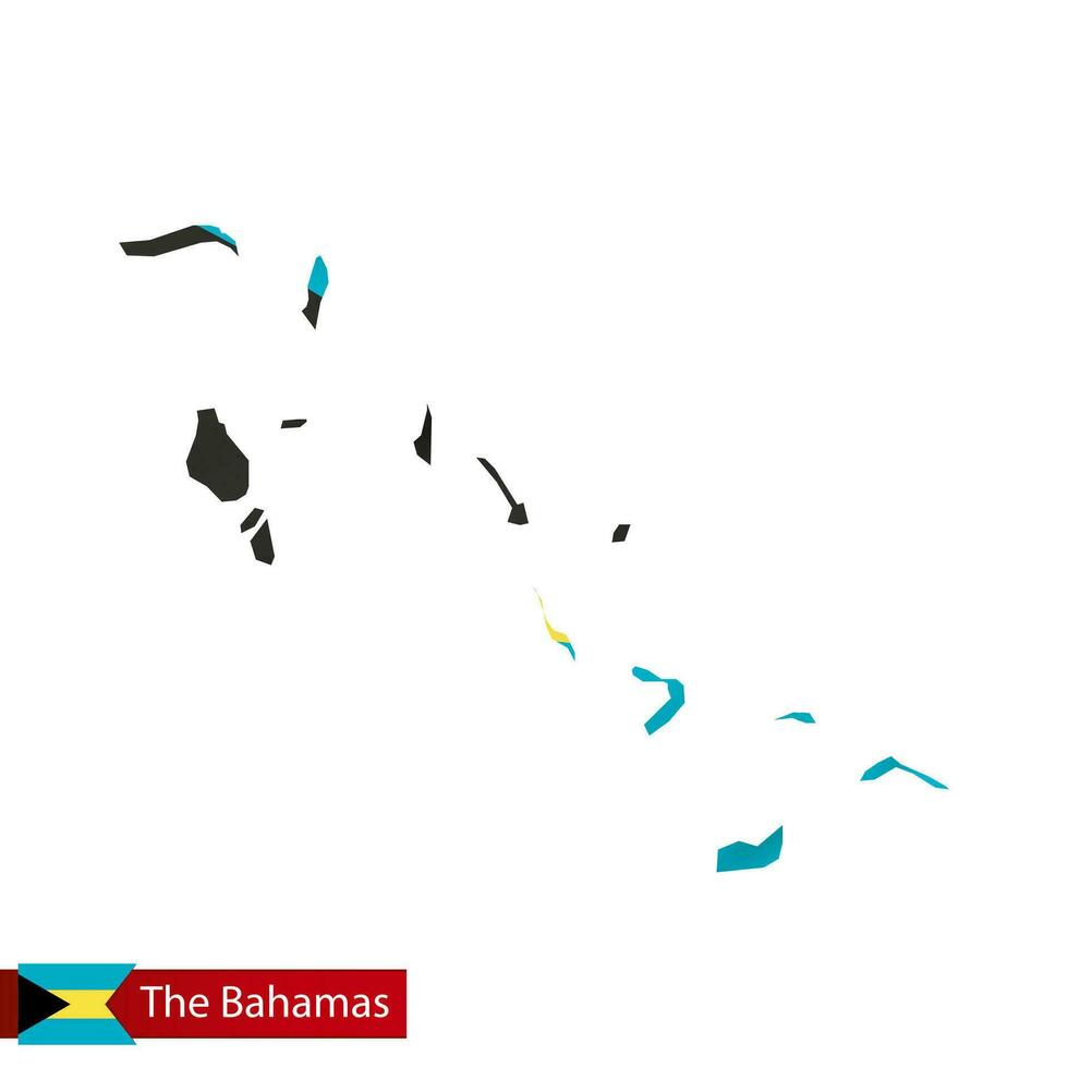 The Bahamas map with waving flag of country. vector