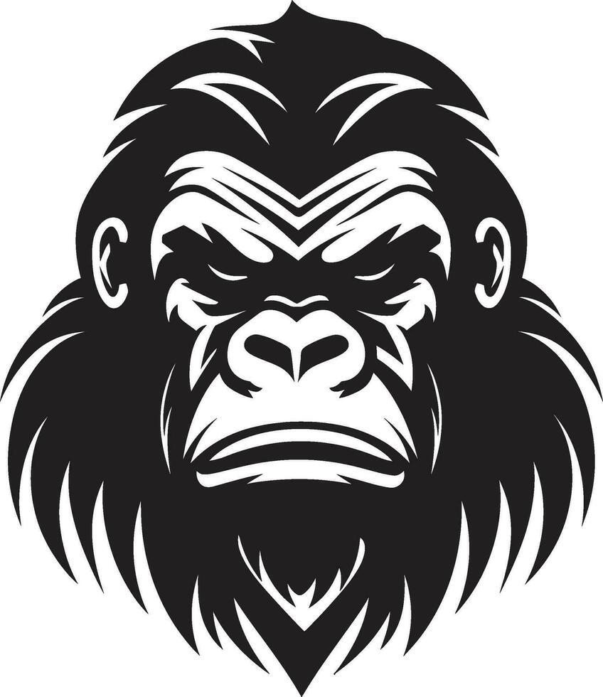 Serenity in the Jungle Black Gorilla Icon Wildlifes Elegance Primate Emblem vector