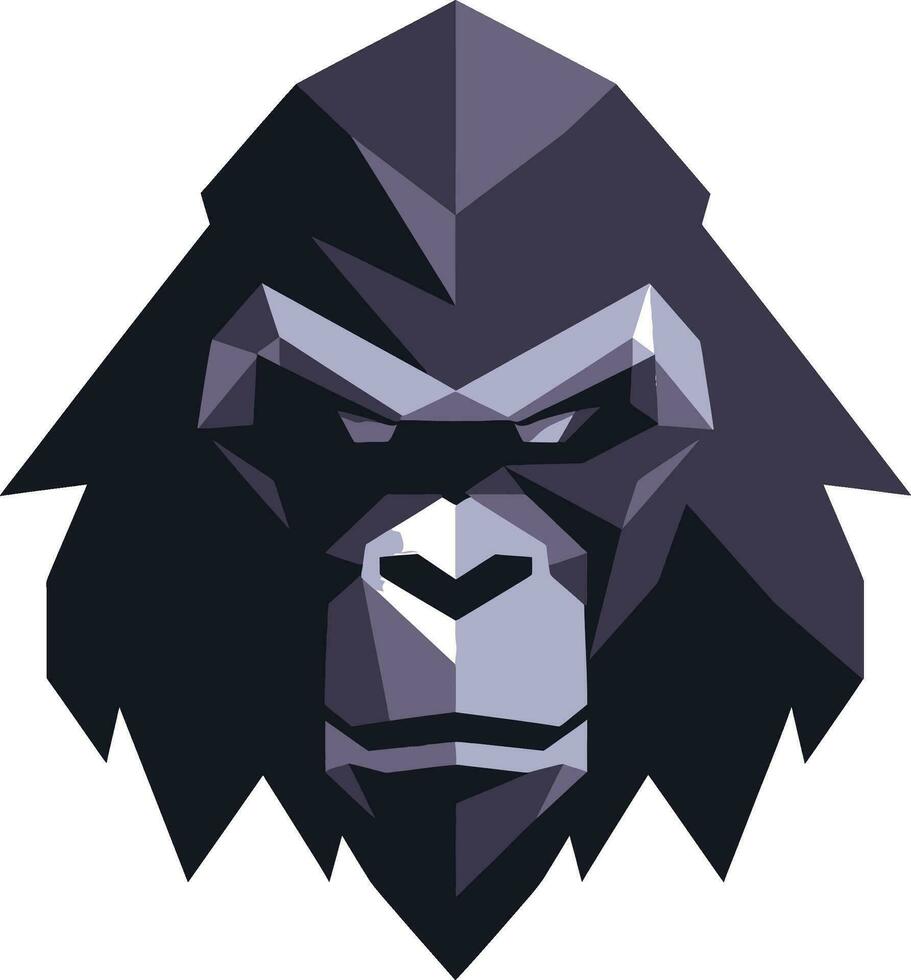 Ape Majesty in Black and White Logo Gorilla Excellence Emblematic Vector Art