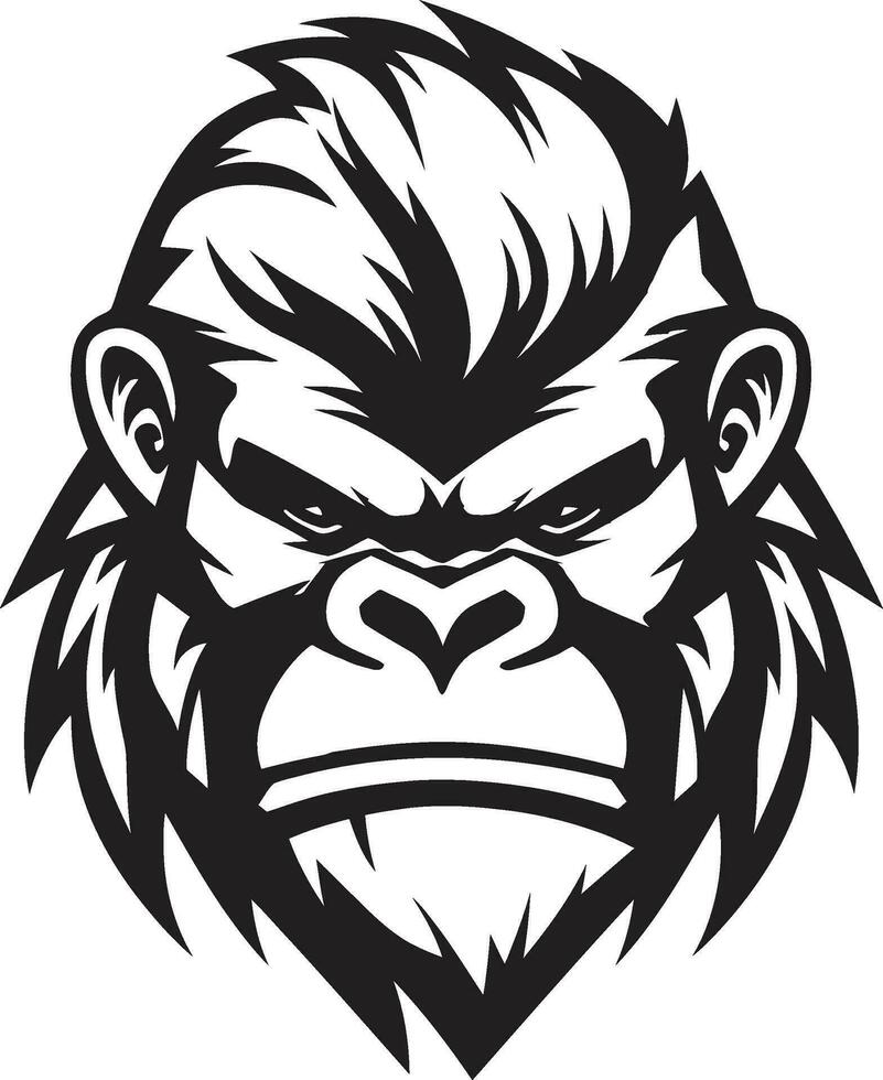 Serenity in Black and White Gorilla Icon Noble Wilderness Majesty Logo Silhouette vector