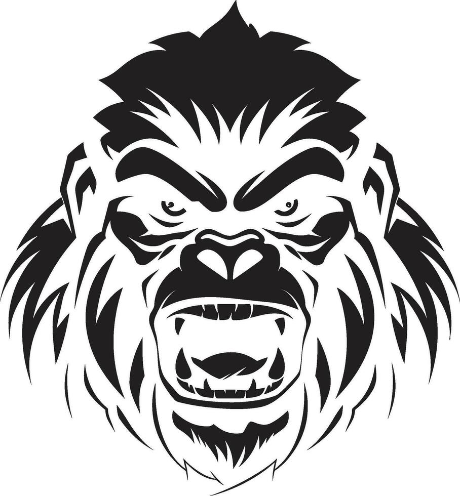 Majestic Primate Emblem Wildlife Art Graceful Gorilla Gaze Vector Symbol