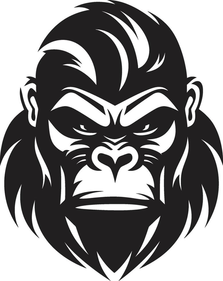 Emblematic King of the Jungle Ape Art Regal Primate Majesty Black Emblem vector