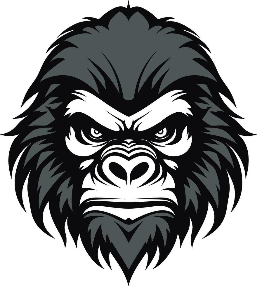 Wildlife Monarch in Minimalism Gorilla Emblem Emblematic King of the Jungle Ape Art vector