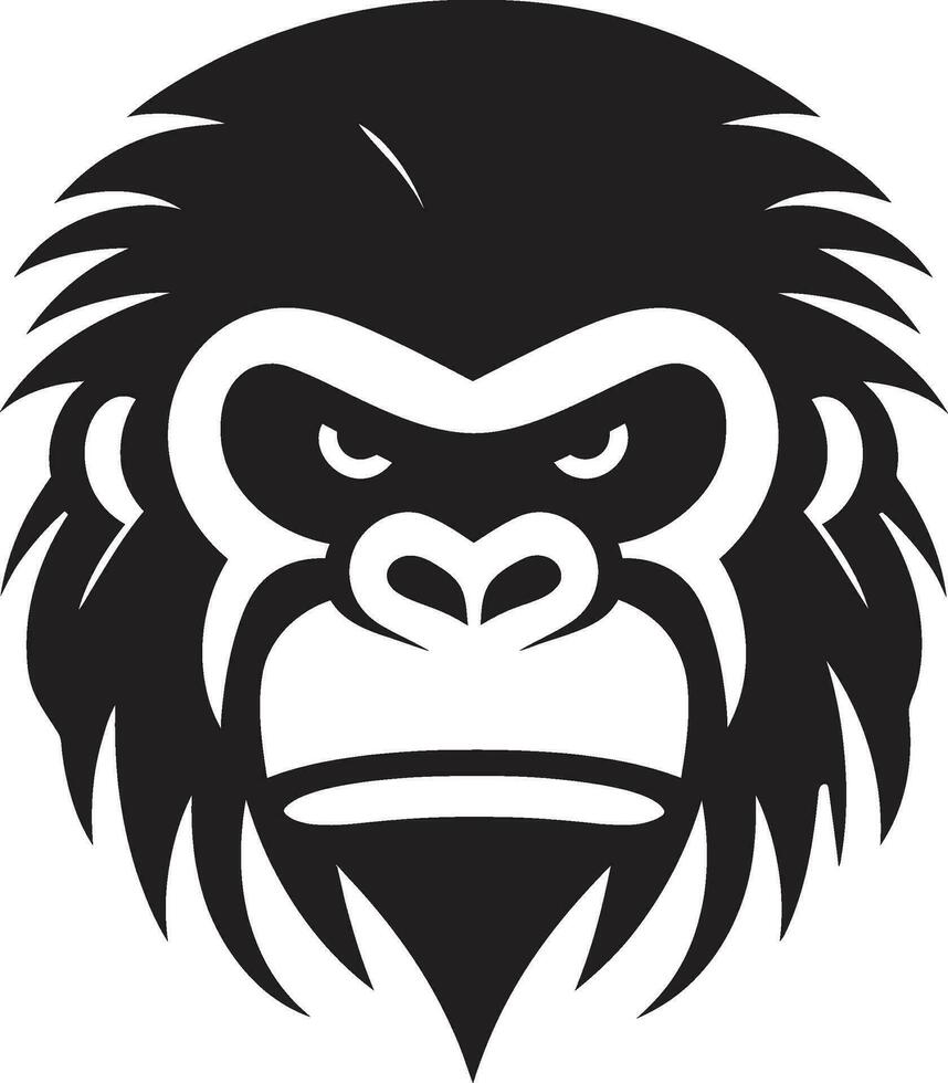 Ape Majesty in Monochrome Emblem Design Gorillas Elegance Vector Wildlife Art