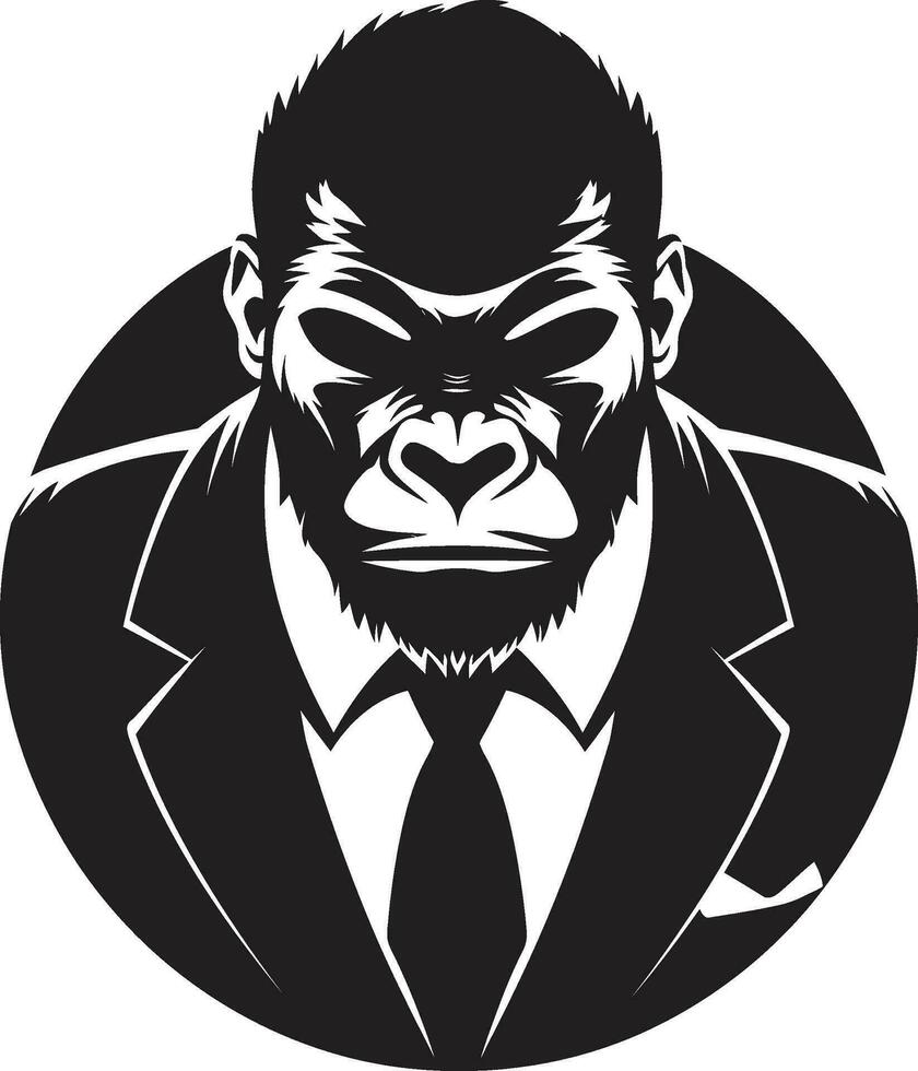 vida silvestre elegancia vector primate emblema safari centinela monocromo gorila icono