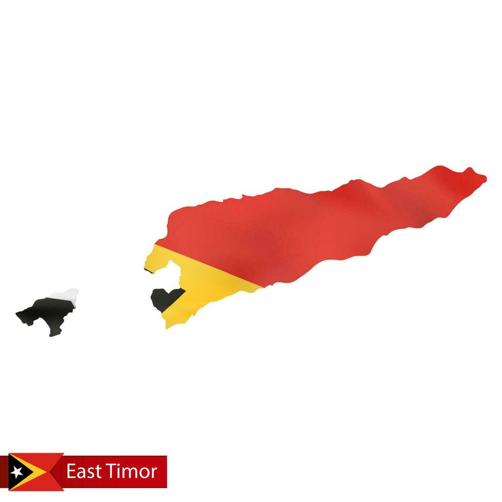 East Timor map with waving flag of country. vector