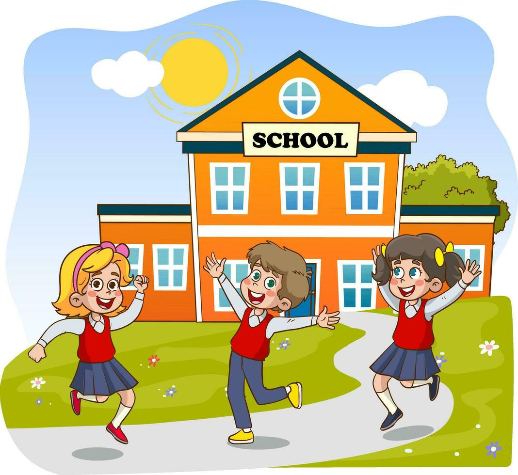 vector illustration of school children