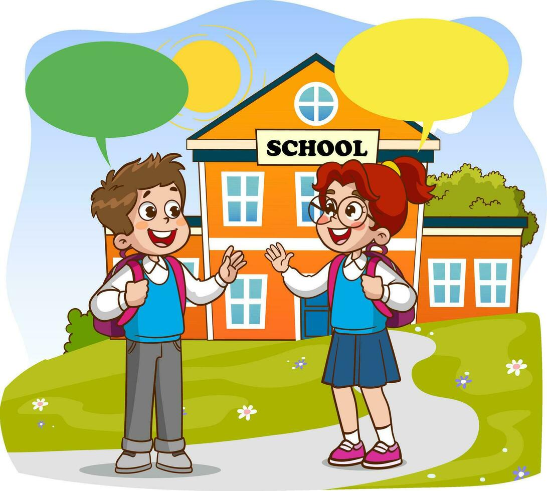 vector illustration of school children