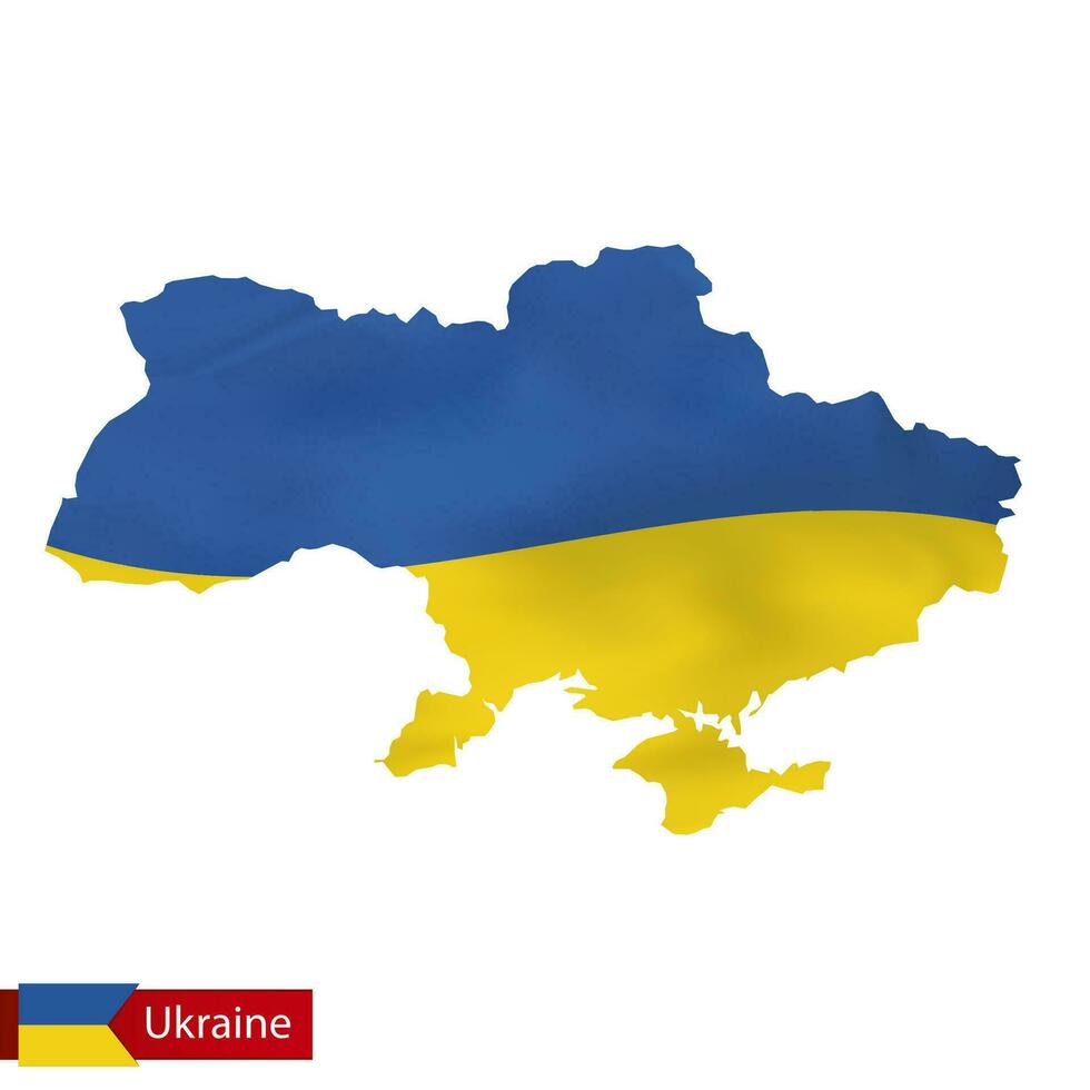 Ukraine map with waving flag of Ukraine. vector