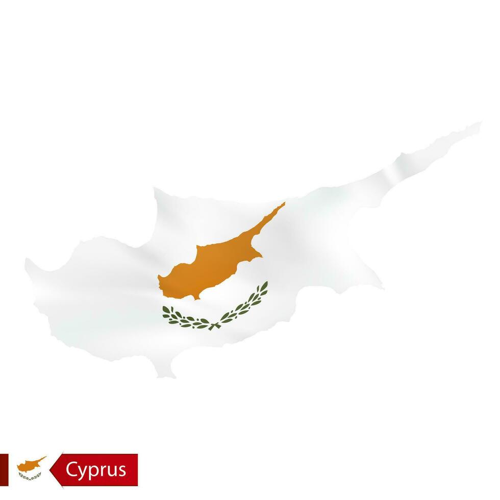 Cyprus map with waving flag of Cyprus. vector