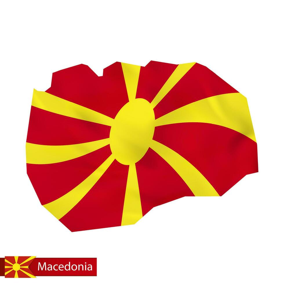 Macedonia map with waving flag of Macedonia. vector