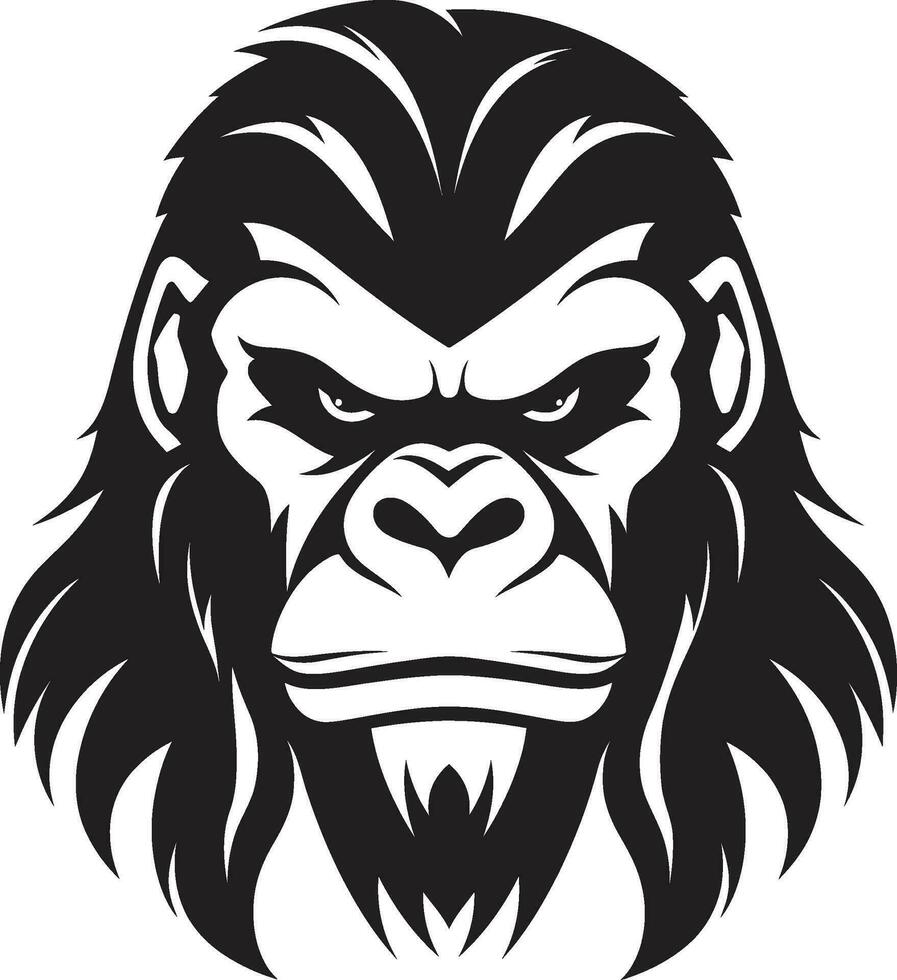 Serenity in Black and White Monochrome Ape Minimalistic Jungle Excellence Vector Gorilla