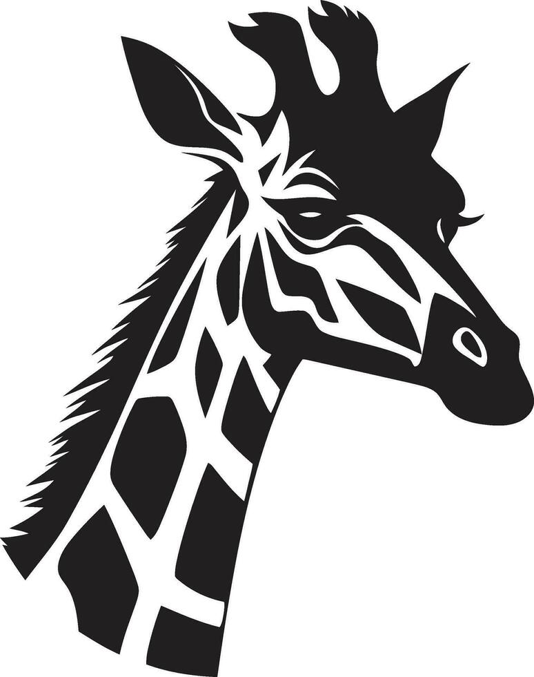 Majestic Safari Ambassador Giraffe Art Serene Silhouette Majesty Black Emblem vector