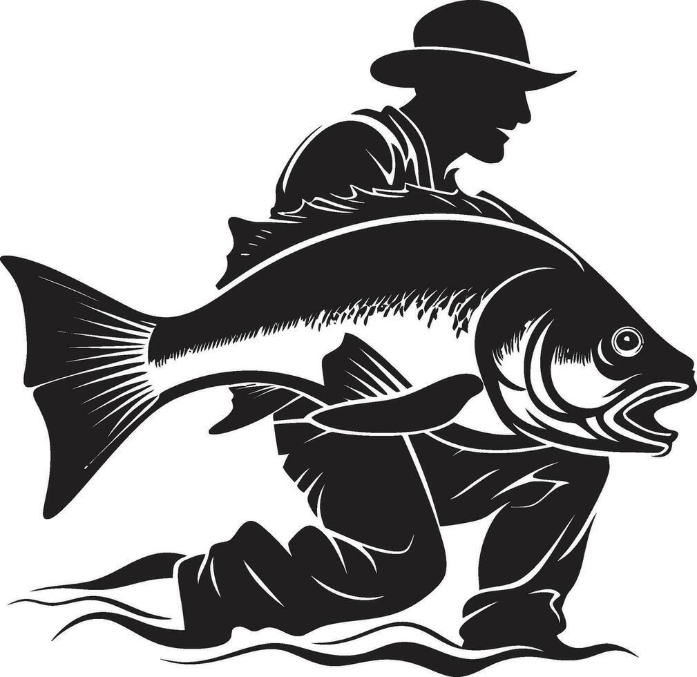 pescador logo celebrando el patrimonio de pescar pescador logo honrando el difícil trabajo y Dedicación de pescadores vector