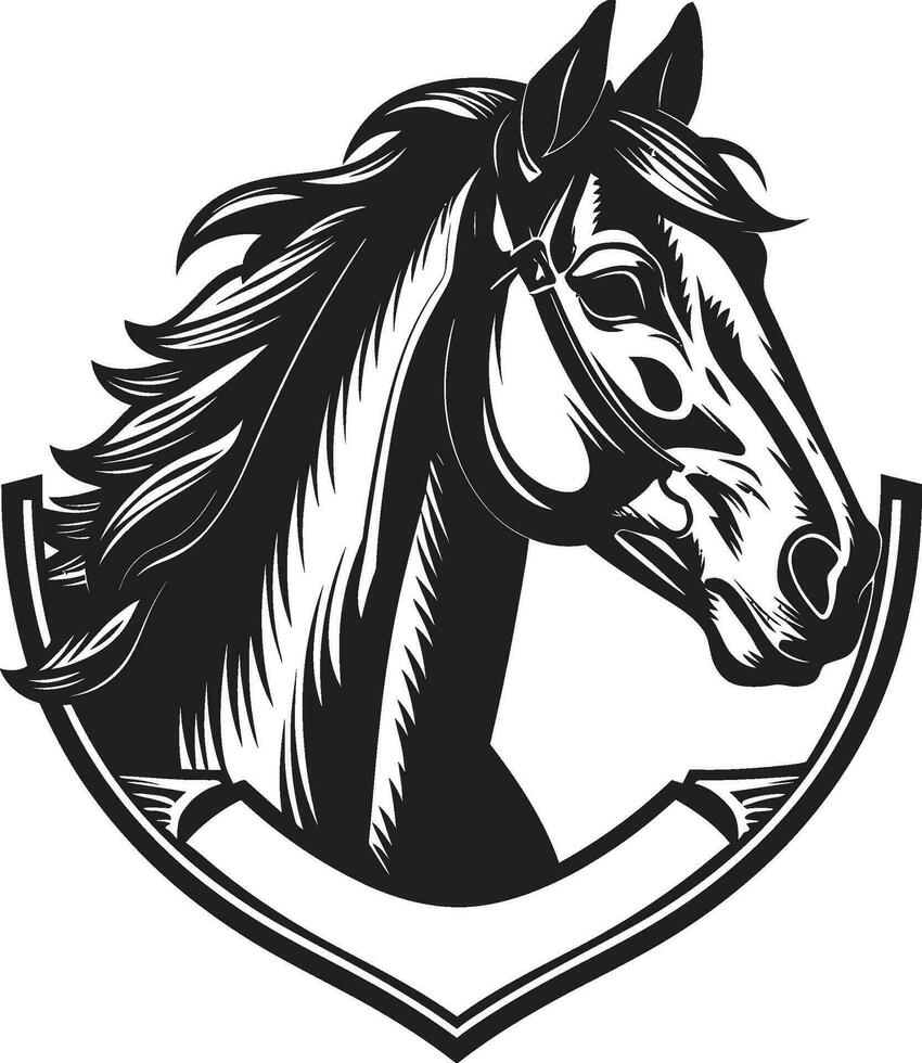 Riders Serenity Monochromatic Horse Icon Majestic Equine Elegance Black Vector Art