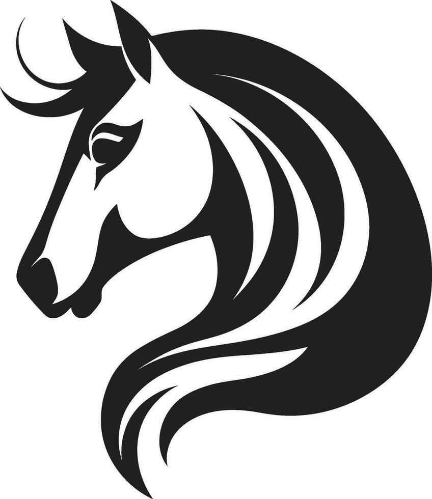 Regal Rider Horse Emblem Design Elegant Stallion Gaze Black Vector Icon