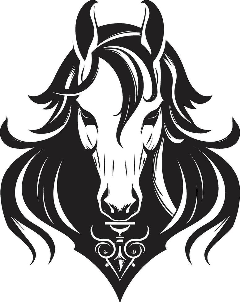 Simplistic Mustang Excellence Black Logo Icon Graceful Stallion Majesty Emblematic Symbol vector