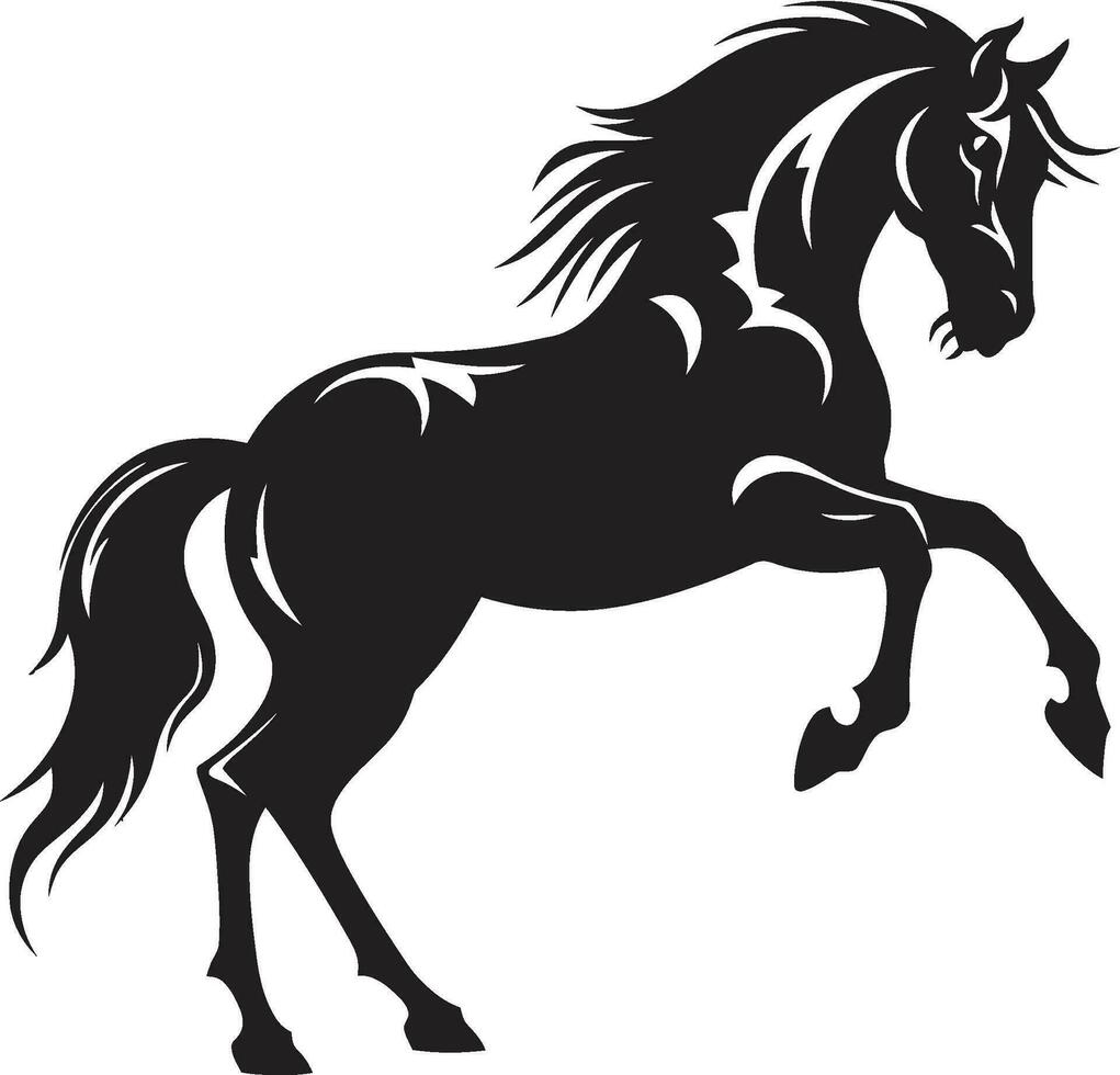 Riders Serenity in Black Horse Vector Emblem of Graceful Gallop Monochromatic Icon