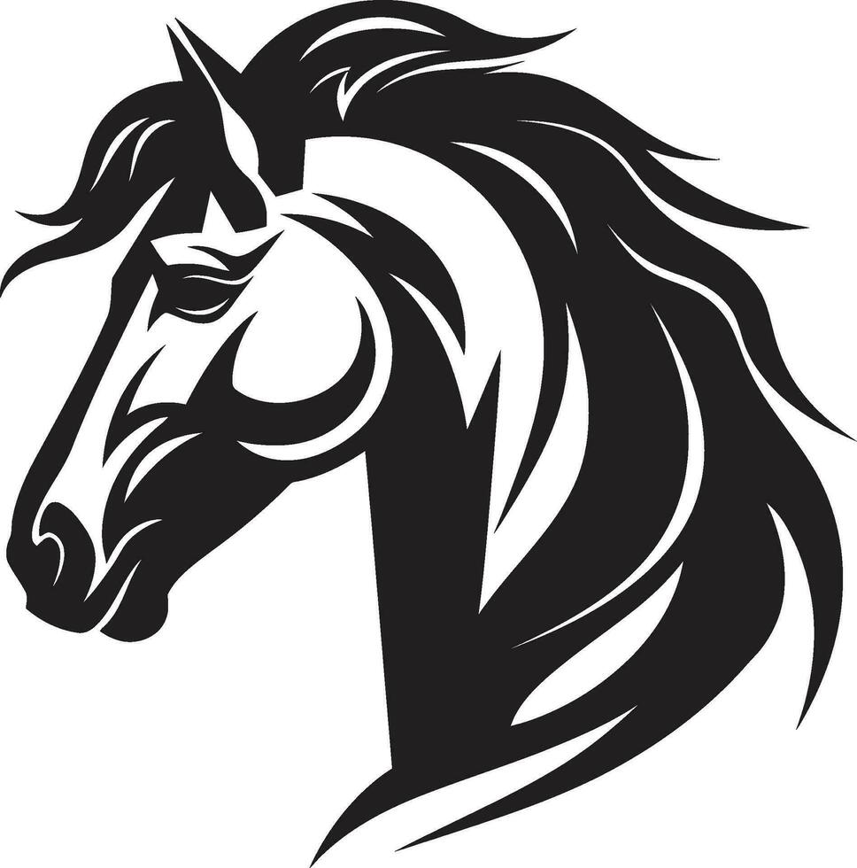 emblemático ecuestre majestad caballo icono jinetes serenidad en monocromo logo emblema vector