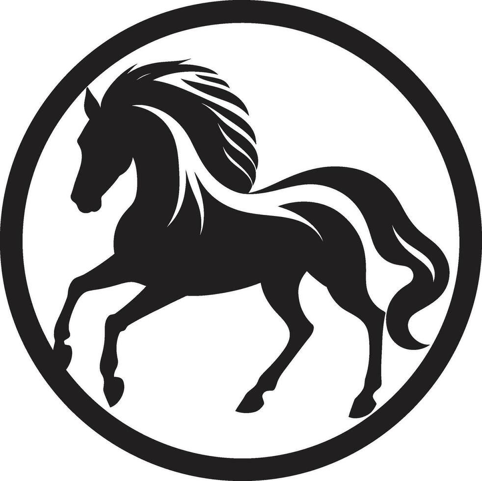 Emblem of Speed Minimalist Vector Symbol Serenity in Monochrome Equine Icon Design