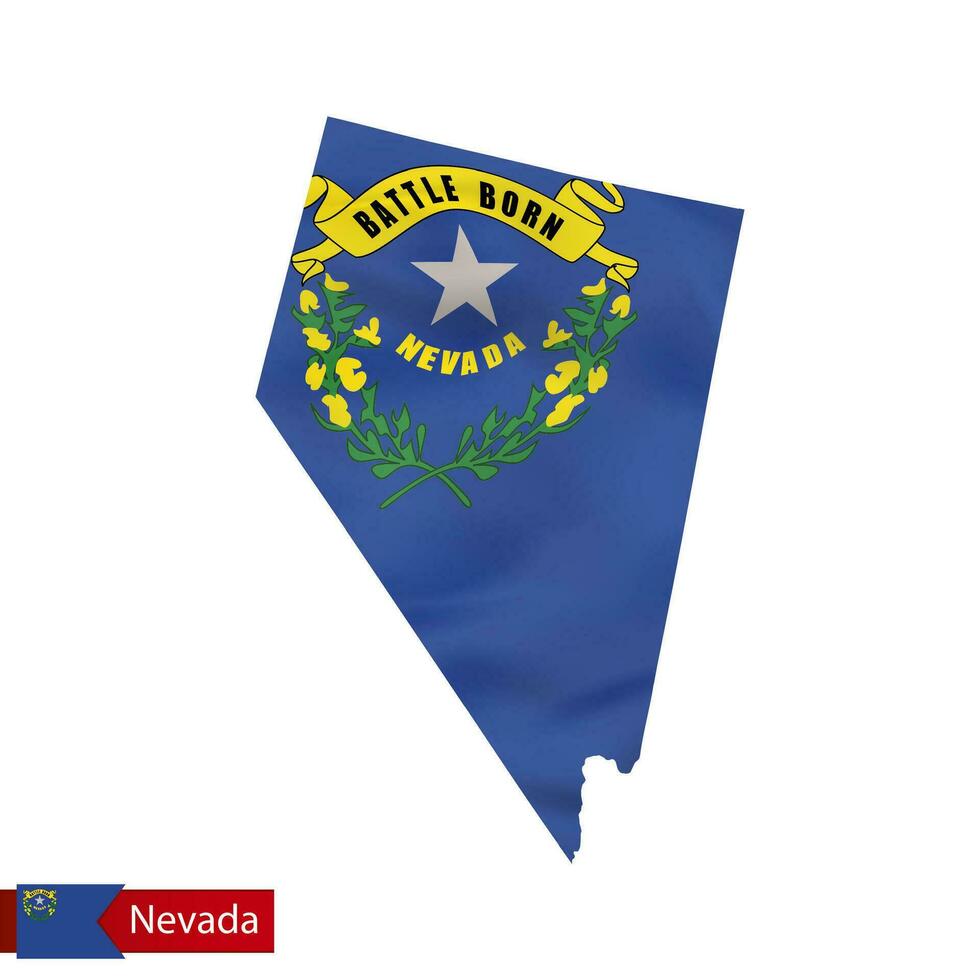 Nevada state map with waving flag of US State. vector