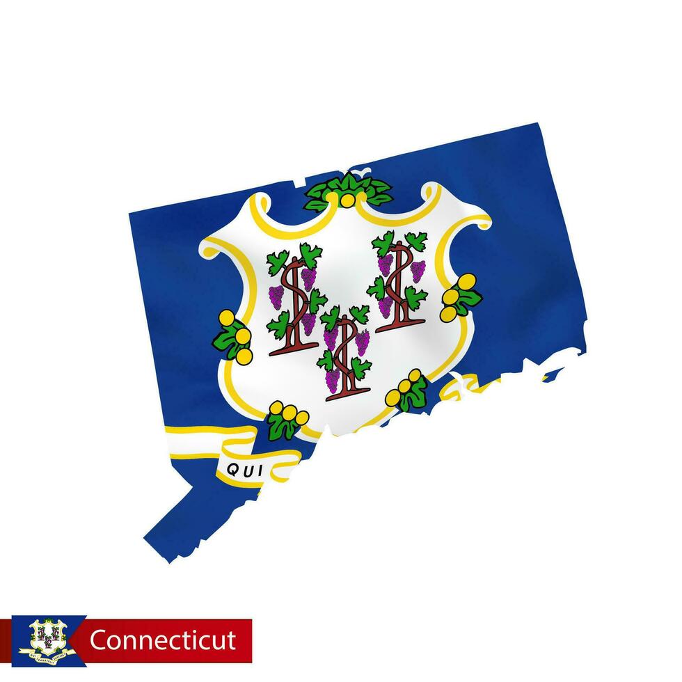 Connecticut estado mapa con ondulación bandera de nosotros estado. vector