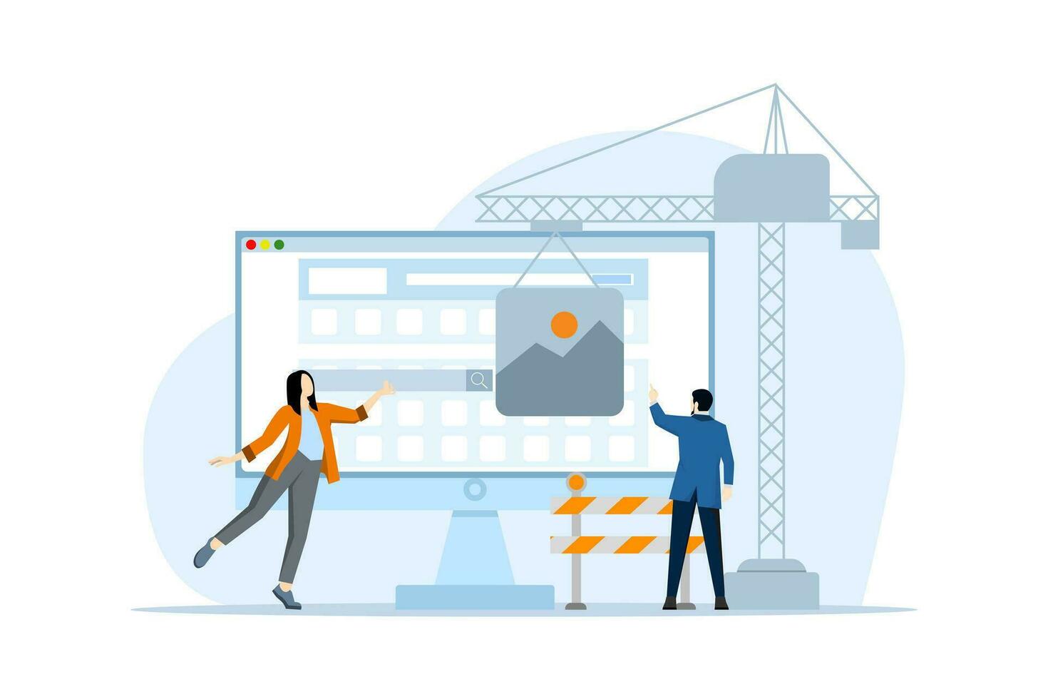 concept under construction, website, people builder website, website development, developer improvement website can be used for, landing page, template, ui, web, mobile app. flat vector illustration.