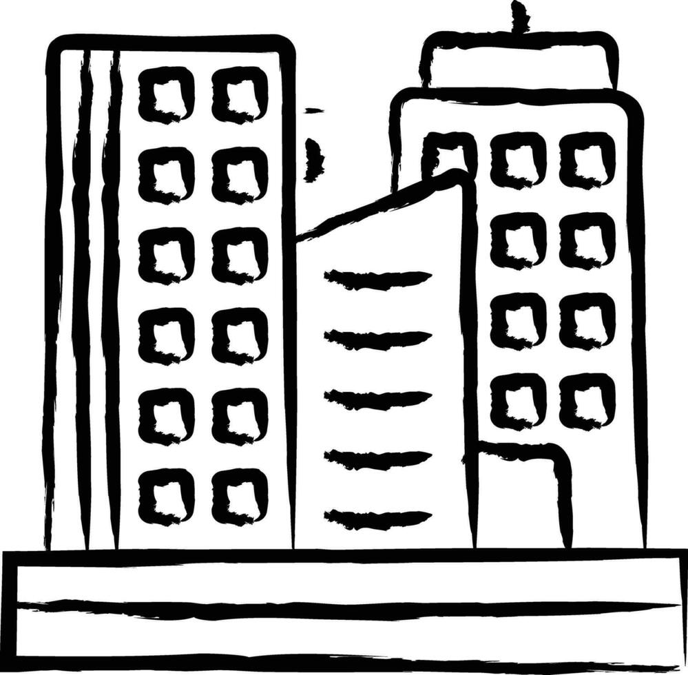 company building hand drawn vector illustration