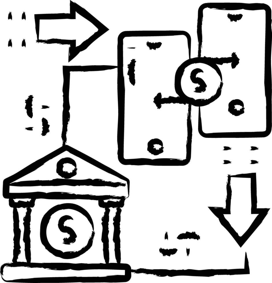 money transfer hand drawn vector illustration