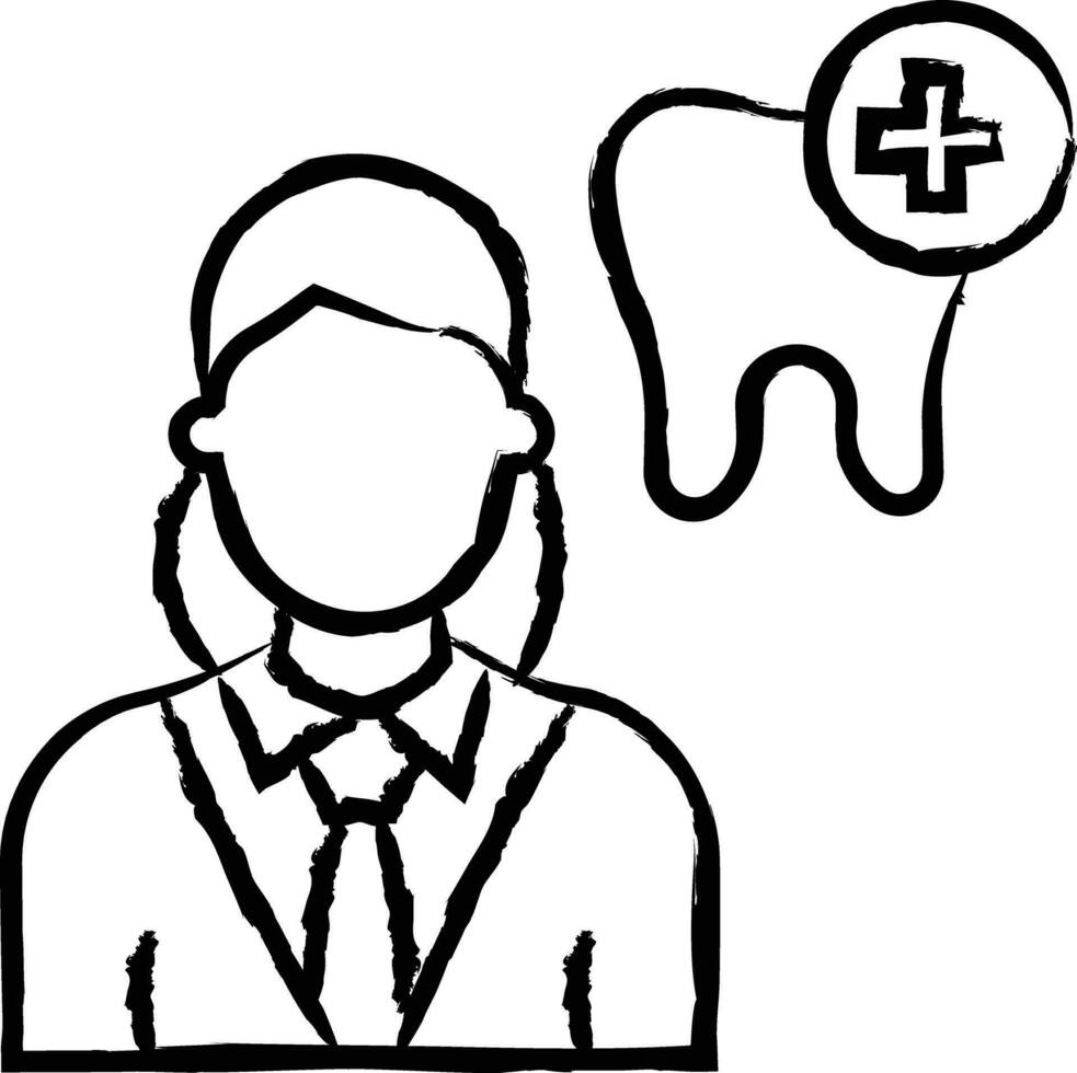 Woman dentist  hand drawn vector illustration