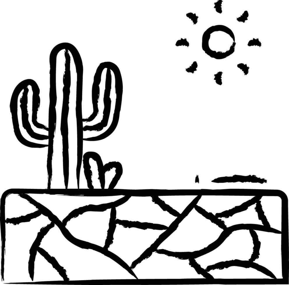 Desert landscape hand drawn vector illustration