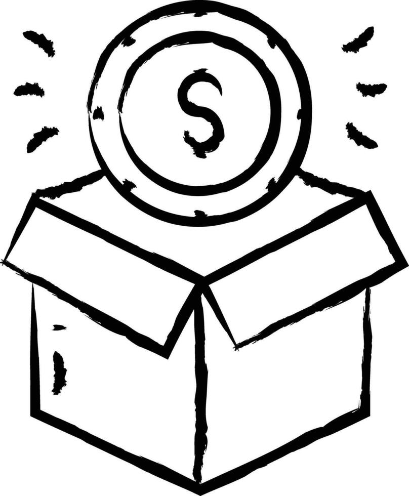 Money box hand drawn vector illustration