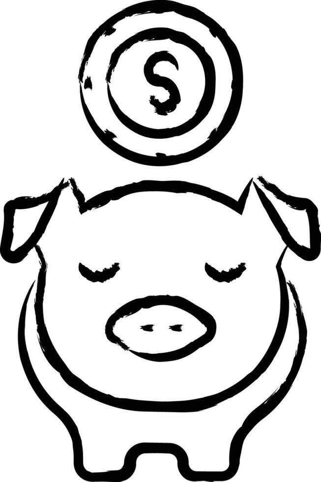 Piggy dollar hand drawn vector illustration