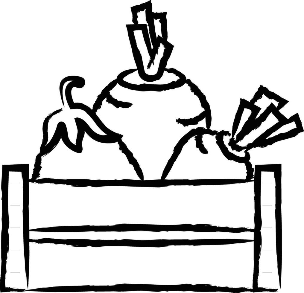 Vegetable box hand drawn vector illustration