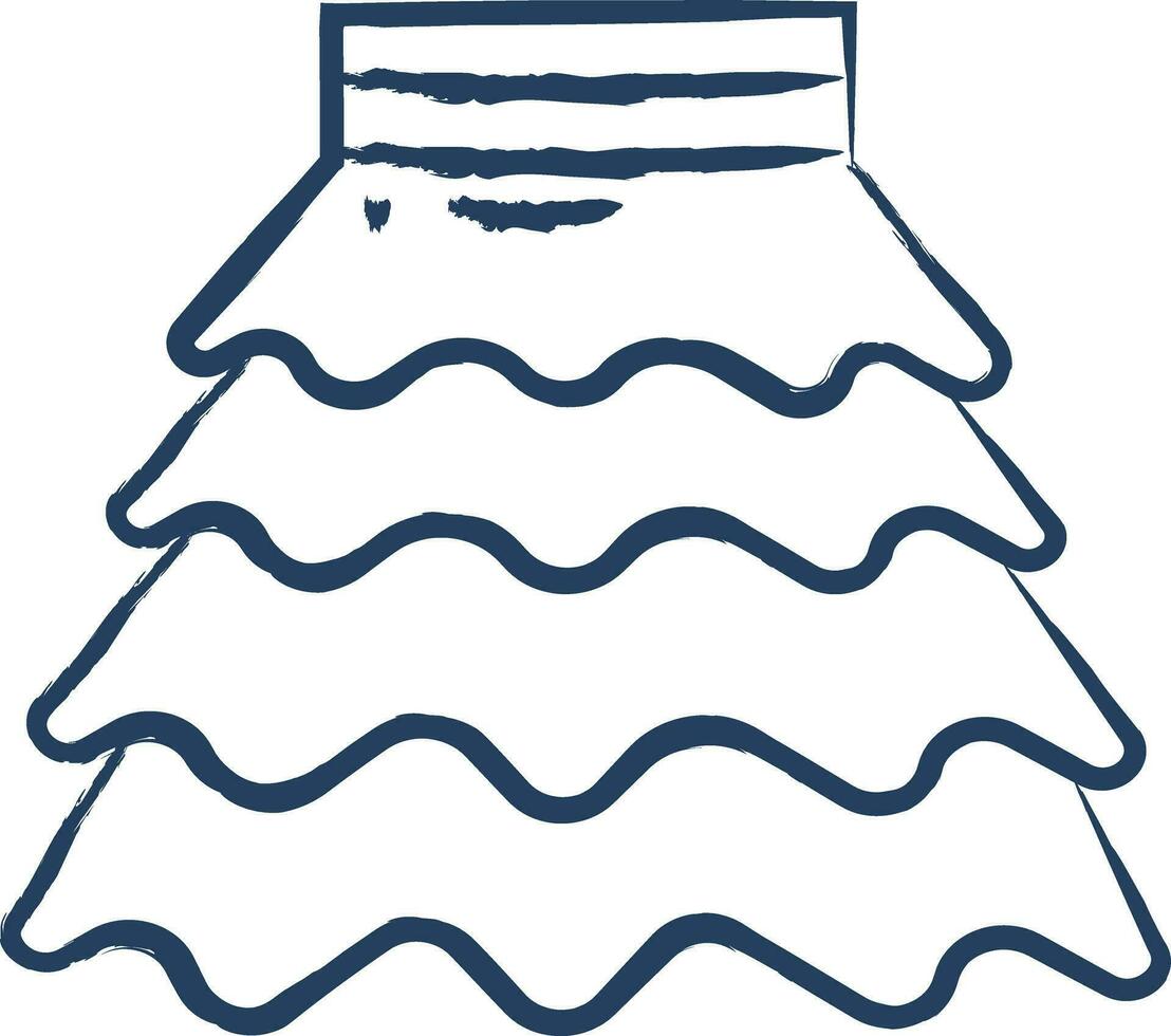 Box Pleat Skirt  hand drawn vector illustration