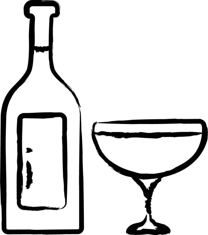 Liquor Glass and Bottle hand drawn vector illustration