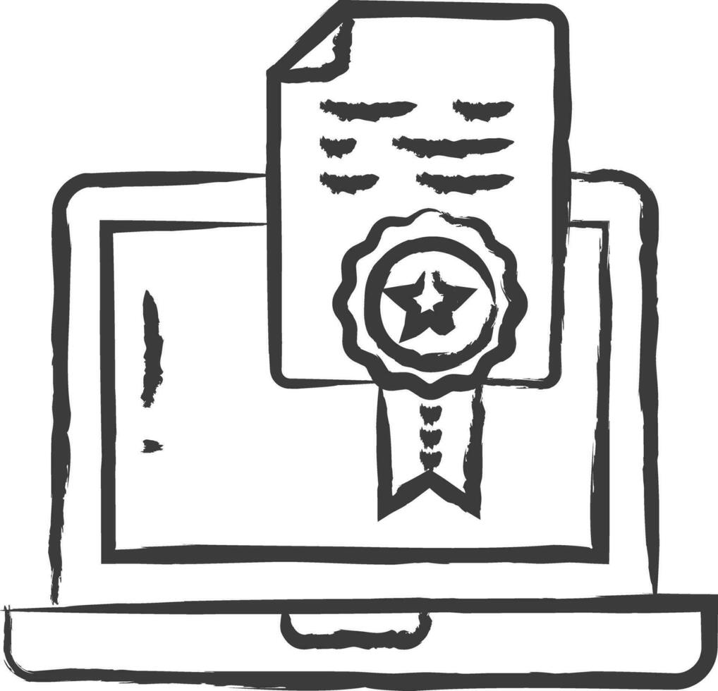 Laptop hand drawn vector illustration