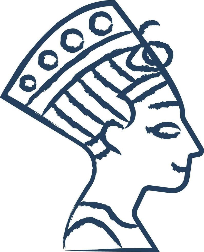 Nefertiti Bust hand drawn vector illustration