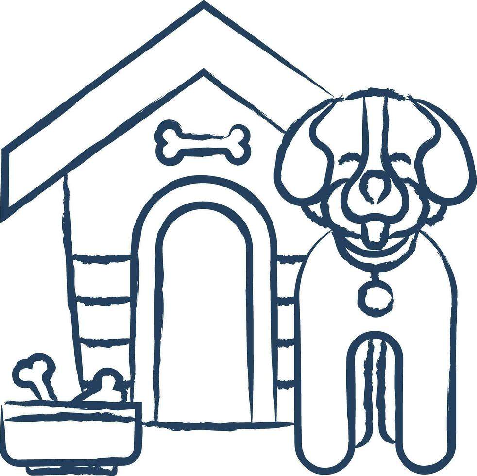 Dog house hand drawn vector illustration